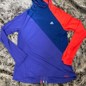 Adidas Women's Colorblock Running Top- Blue, Purple, Red